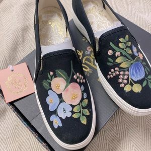 Rifle Paper Co. Embellished Botanical Triple-Decker Slip-On Keds